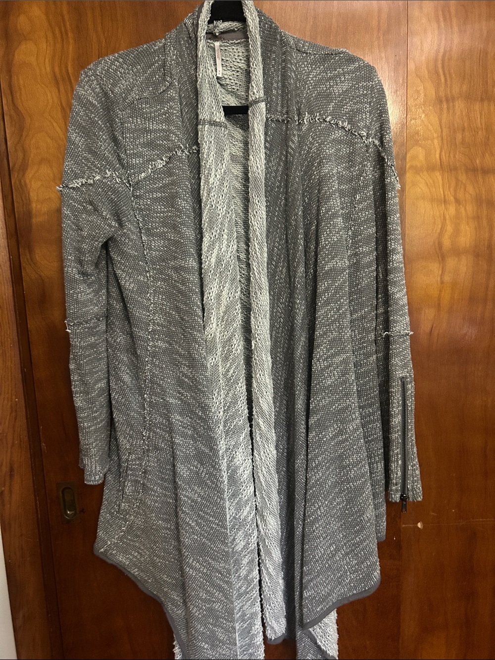 Free People Gray Open-Front Knit Cardigan